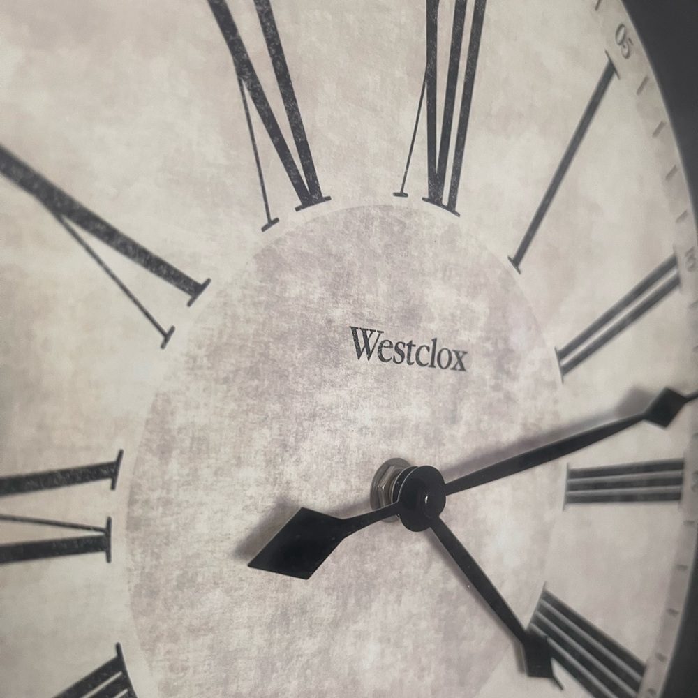 Wall clock Westclox classic mirror watch with greek numbers golden edge
